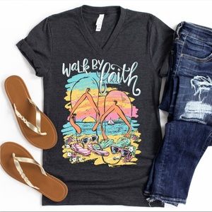 Love in Faith Walk by Faith Medium shirt- Flip flops